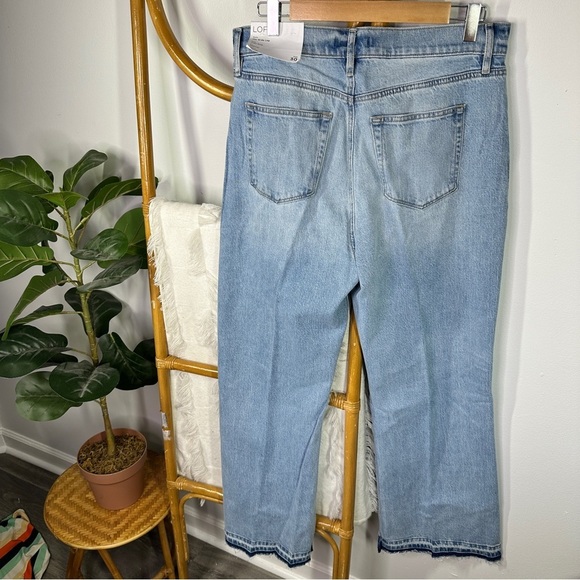 NWT Loft Raw Hem High Rise Wide Leg Light Indigo Wash sz 30 - Picture 5 of 7